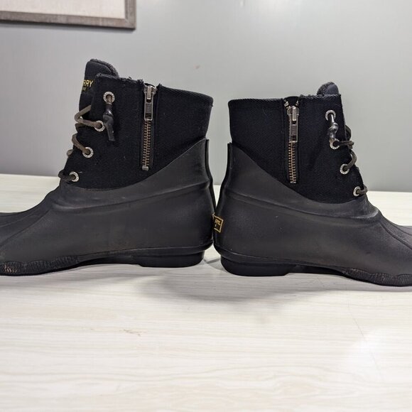 SPERRY Saltwater Women's Size 9 Rubber Duck Rain Boots Black - Picture 3 of 7